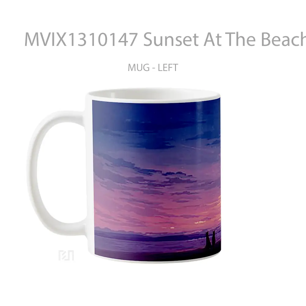 Mug Sunset At The Beach Digital Art Gelas Pemandangan Alam - All-side / Desain