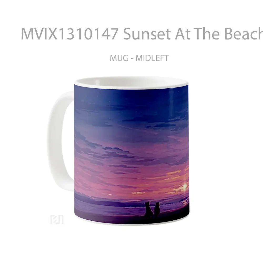 Mug Sunset At The Beach Digital Art Gelas Pemandangan Alam - All-side / Desain