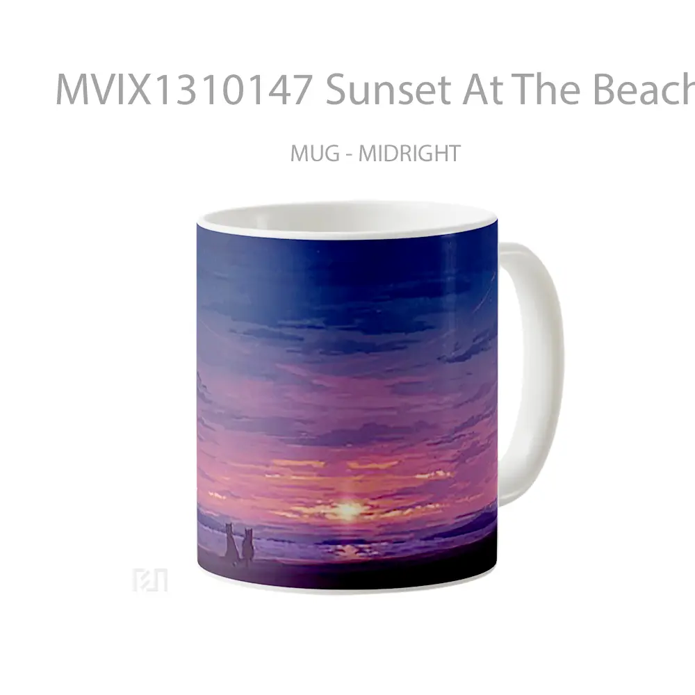 Mug Sunset At The Beach Digital Art Gelas Pemandangan Alam - All-side / Desain