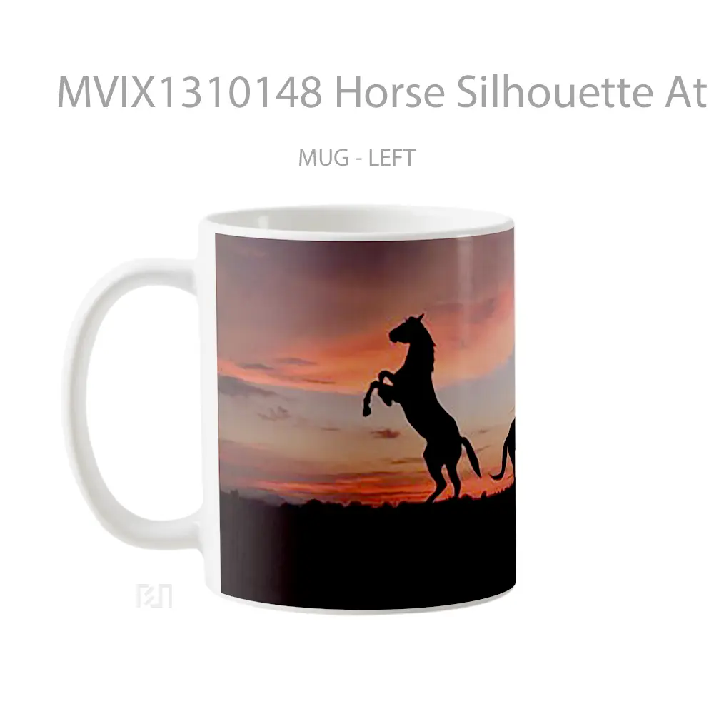 Mug Horse Silhouette At Sunset Gelas Hewan Lucu - All-side / Desain