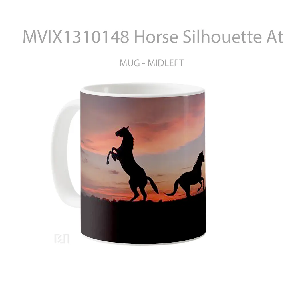 Mug Horse Silhouette At Sunset Gelas Hewan Lucu - All-side / Desain