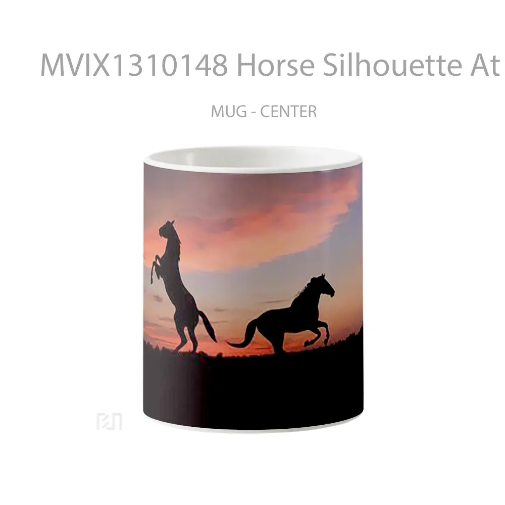 Mug Horse Silhouette At Sunset Gelas Hewan Lucu
