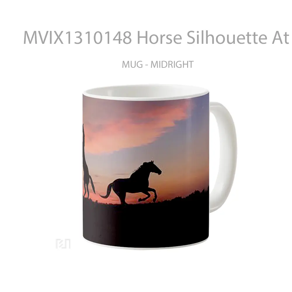 Mug Horse Silhouette At Sunset Gelas Hewan Lucu - All-side / Desain