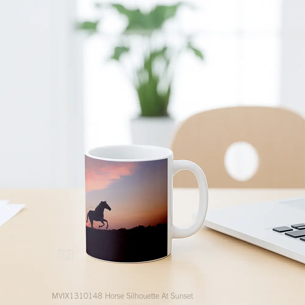 Mug Horse Silhouette At Sunset Gelas Hewan Lucu - All-side / Desain