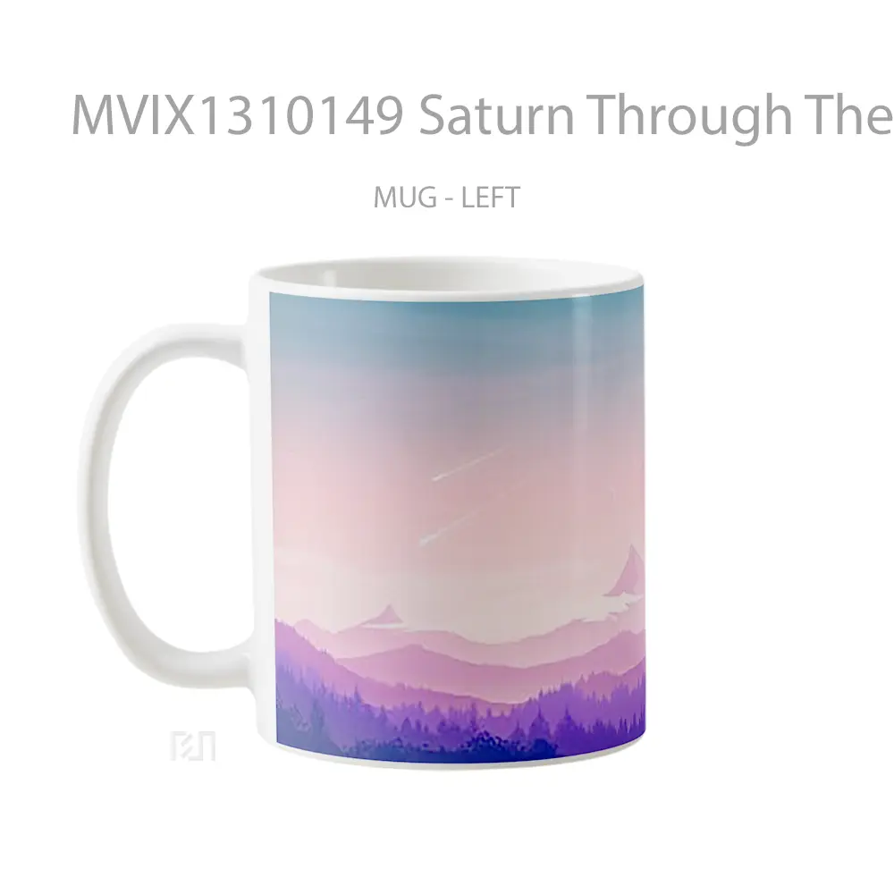 Mug Saturn Through The Mountains Gelas Pemandangan Alam - All-side / Desain