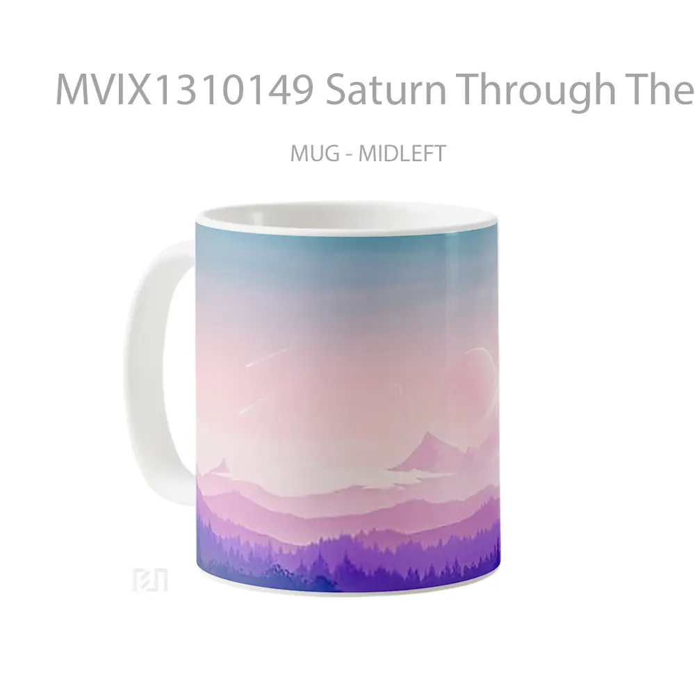 Mug Saturn Through The Mountains Gelas Pemandangan Alam - All-side / Desain
