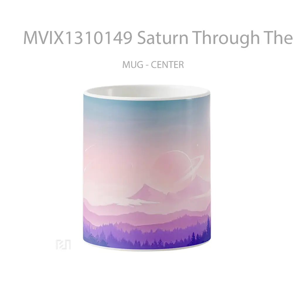 Mug Saturn Through The Mountains Gelas Pemandangan Alam