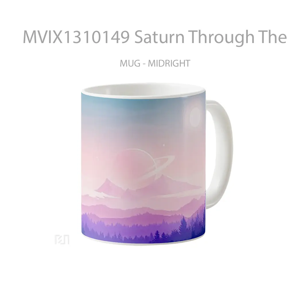Mug Saturn Through The Mountains Gelas Pemandangan Alam - All-side / Desain