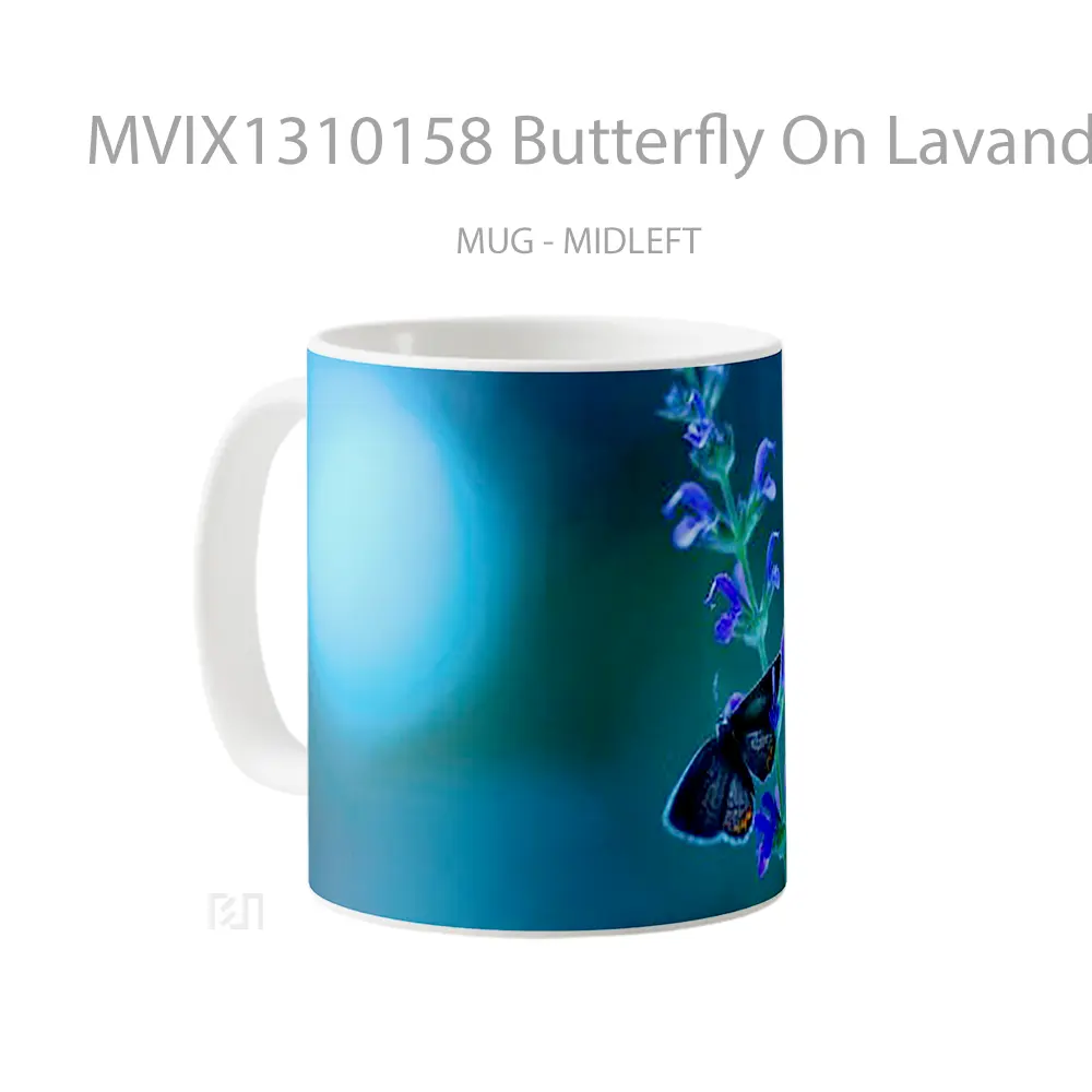 Mug Butterfly On Lavander Gelas Hewan Lucu - All-side / Desain