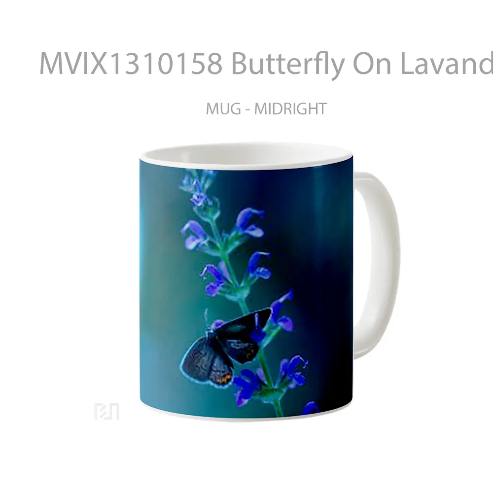 Mug Butterfly On Lavander Gelas Hewan Lucu - All-side / Desain