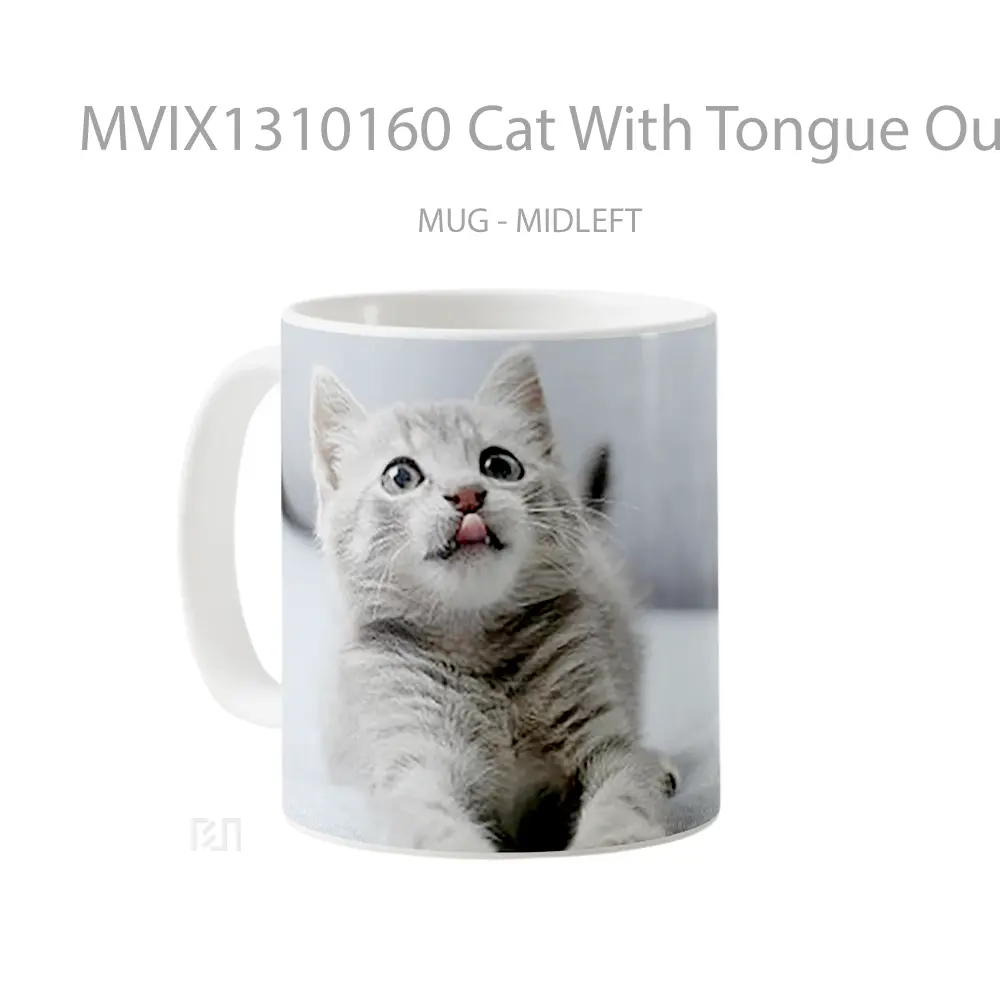 Mug Cat With Tongue Out Gelas Hewan Lucu - All-side / Desain