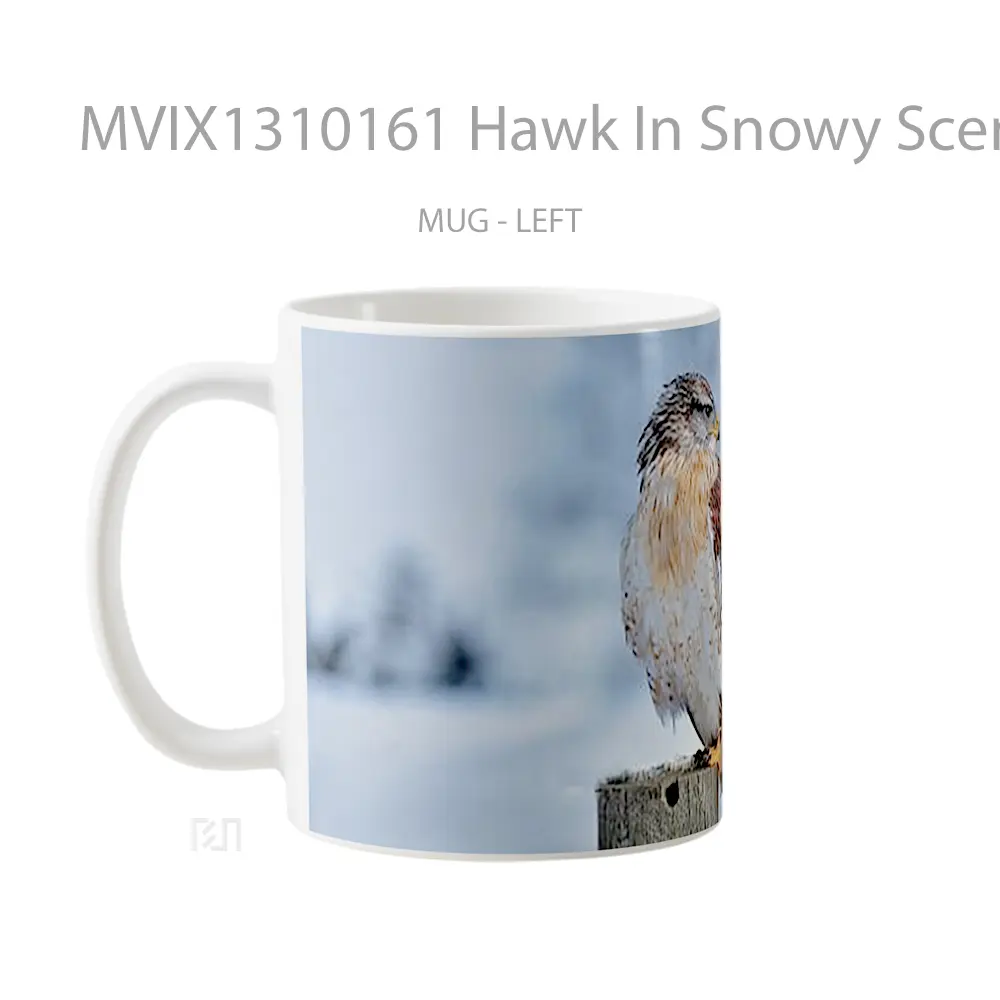Mug Hawk In Snowy Scenery Gelas Hewan Lucu - All-side / Desain