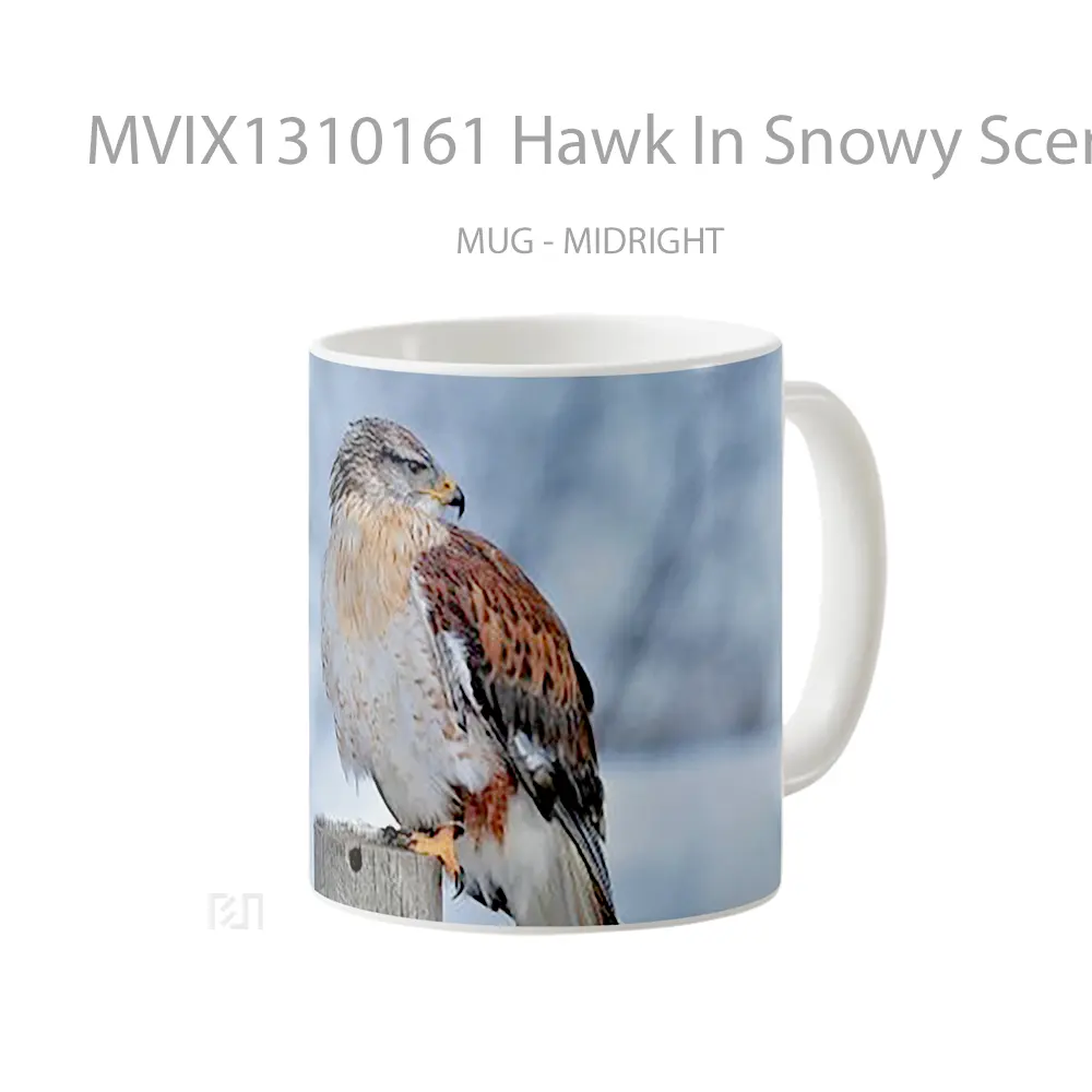 Mug Hawk In Snowy Scenery Gelas Hewan Lucu - All-side / Desain