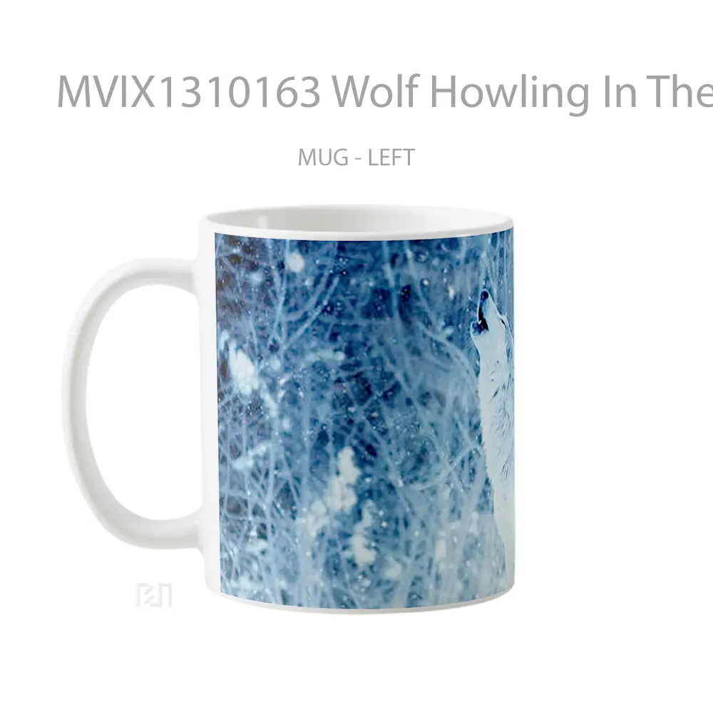 Mug Wolf Howling In The Winter Gelas Hewan Lucu - All-side / Desain