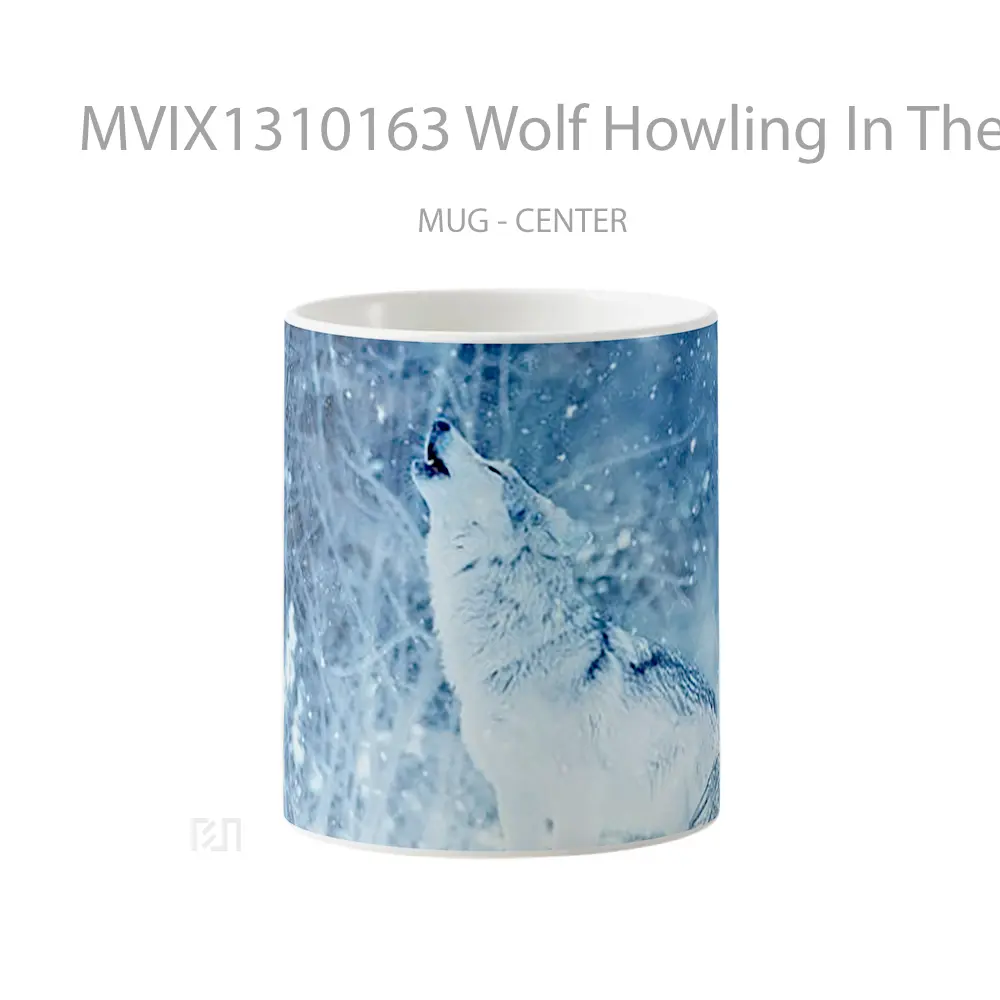 Mug Wolf Howling In The Winter Gelas Hewan Lucu
