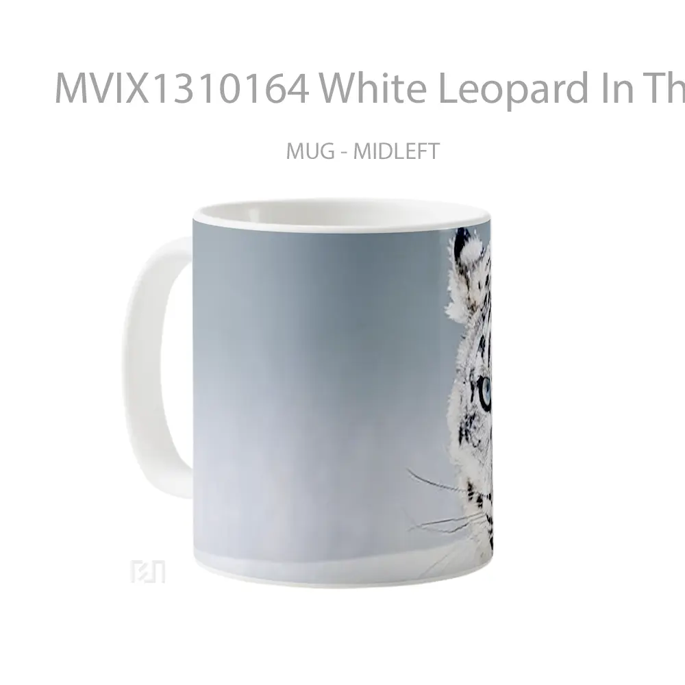 Mug White Leopard In The Snow Gelas Pemandangan Alam - All-side / Desain