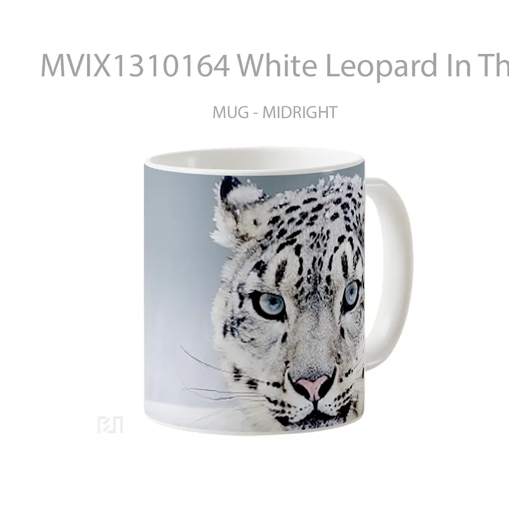 Mug White Leopard In The Snow Gelas Pemandangan Alam - All-side / Desain