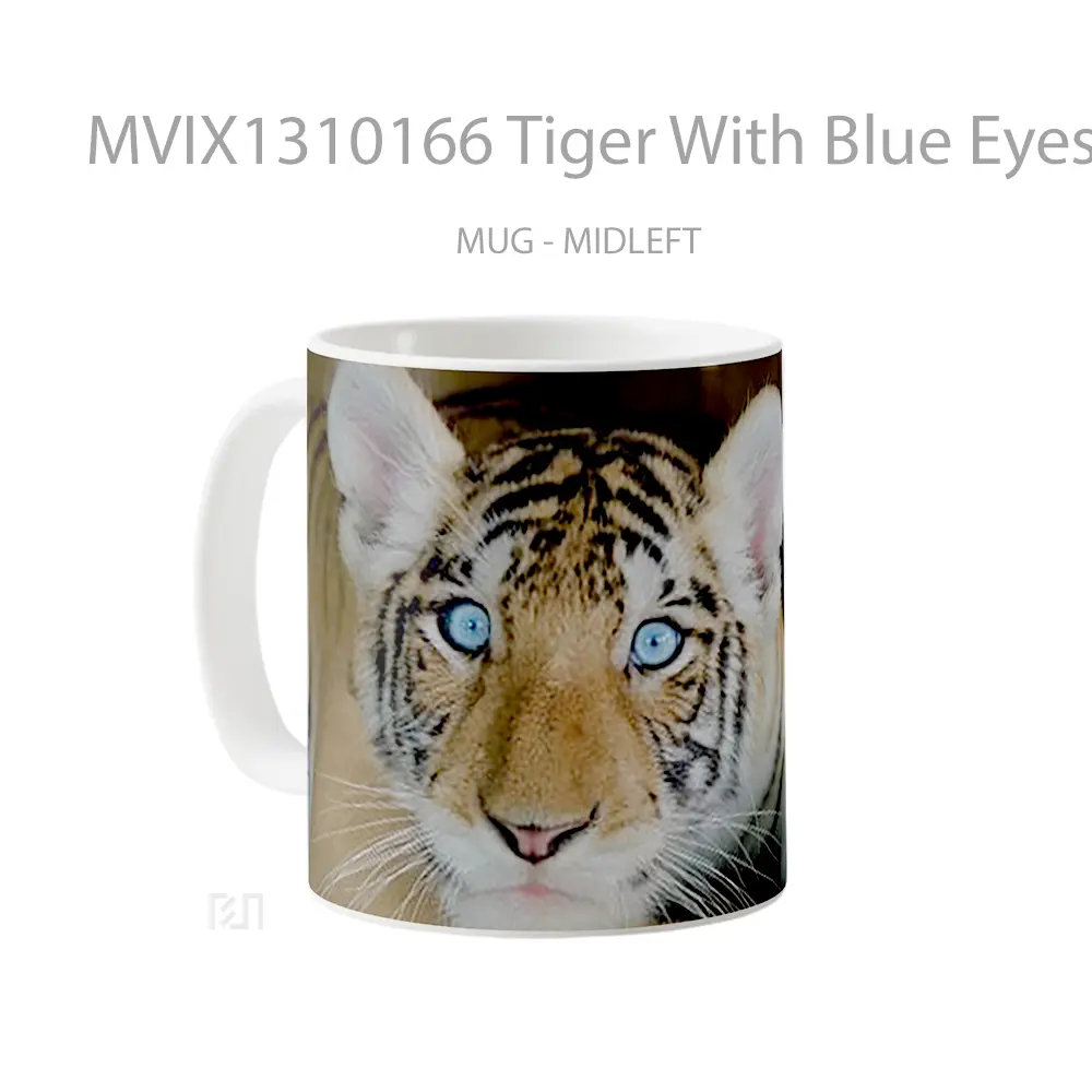 Mug Tiger With Blue Eyes Gelas Hewan Lucu - All-side / Desain