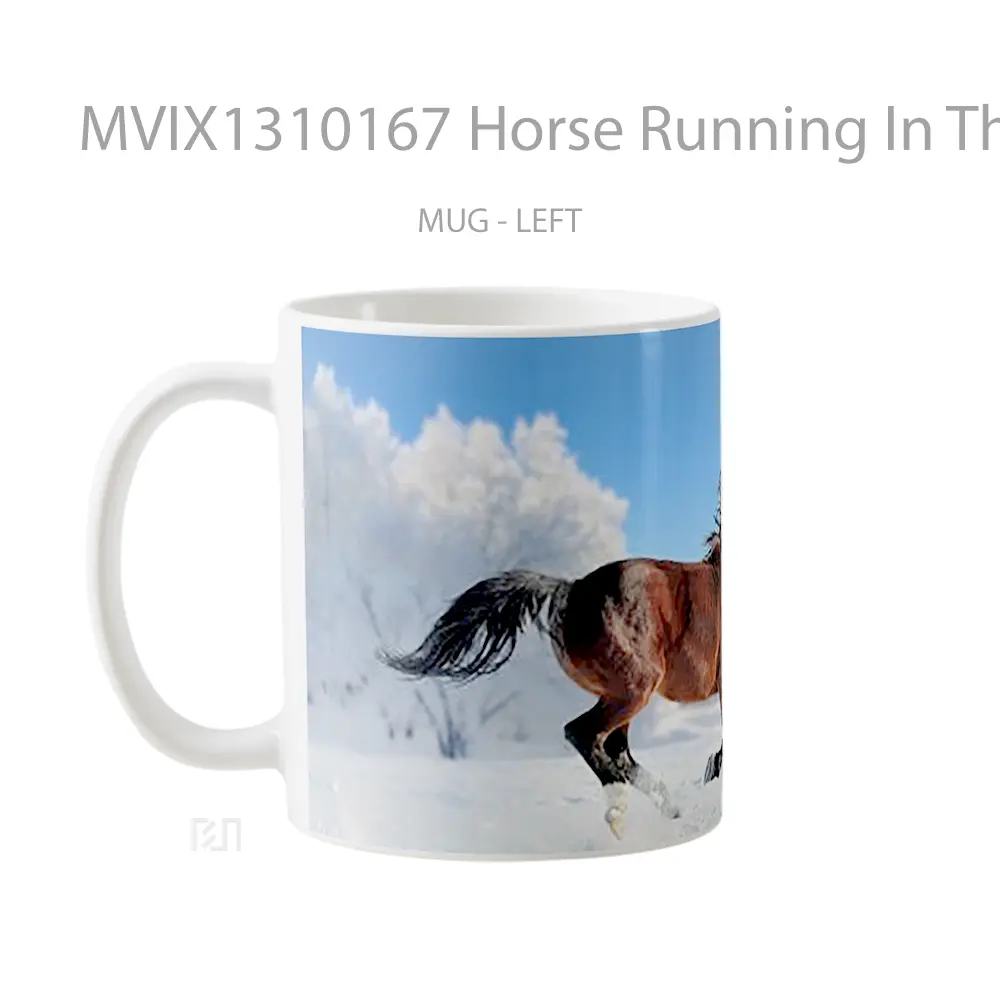 Mug Horse Running In The Snow Gelas Hewan Lucu - All-side / Desain