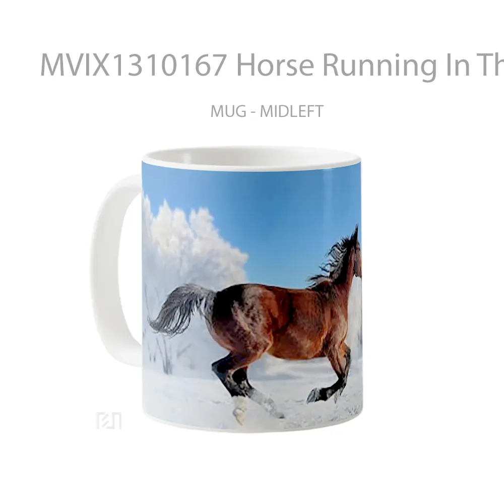Mug Horse Running In The Snow Gelas Hewan Lucu - All-side / Desain
