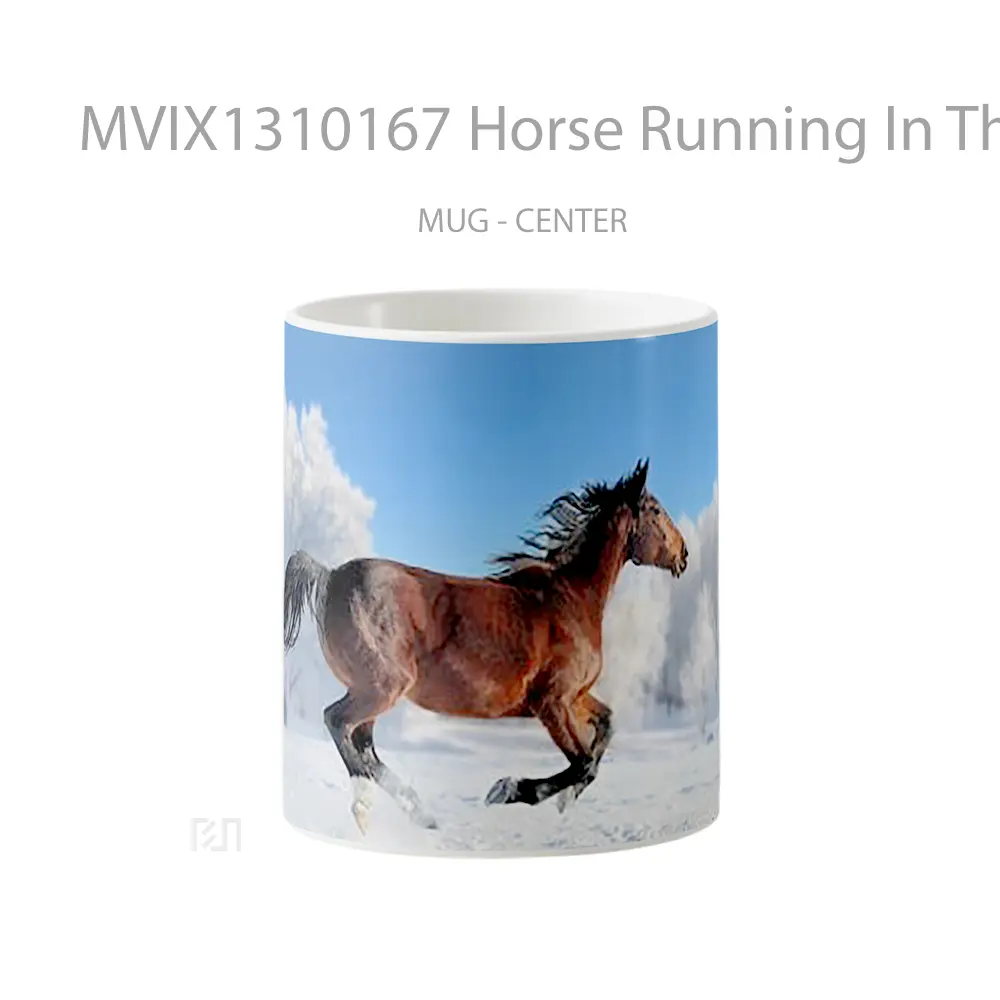 Mug Horse Running In The Snow Gelas Hewan Lucu