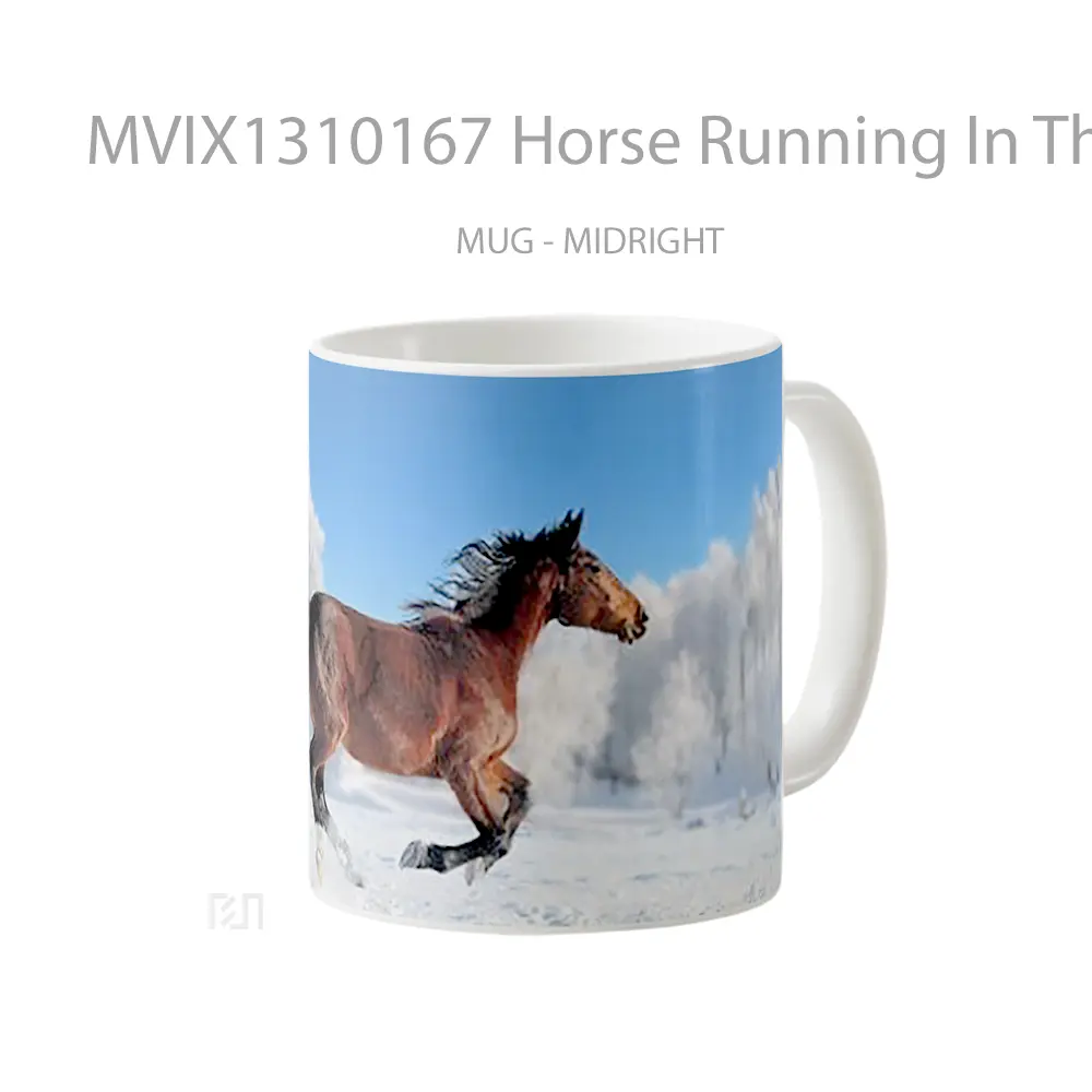 Mug Horse Running In The Snow Gelas Hewan Lucu - All-side / Desain