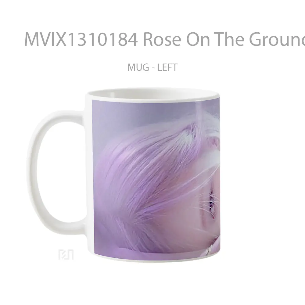Mug Rose On The Ground Black Pink Gelas Keramik Unik - All-side / Desain