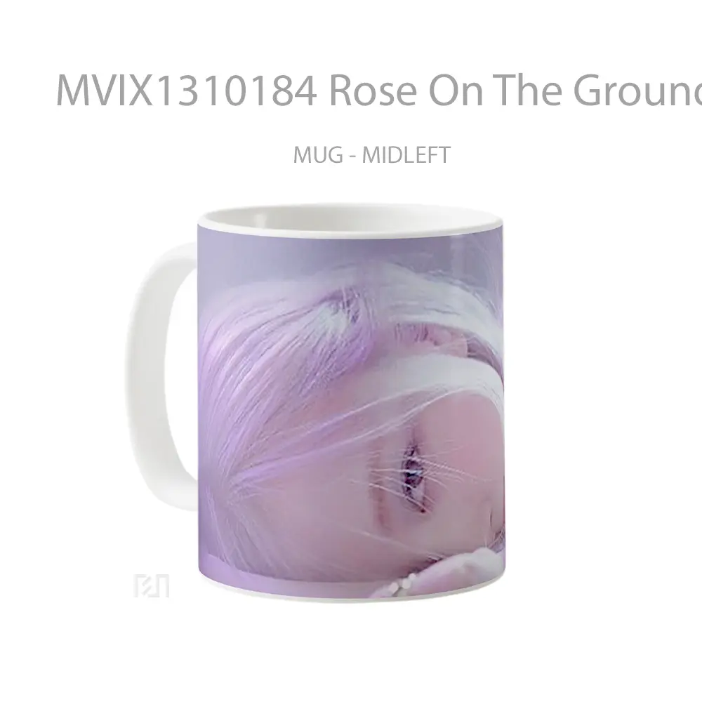 Mug Rose On The Ground Black Pink Gelas Keramik Unik - All-side / Desain