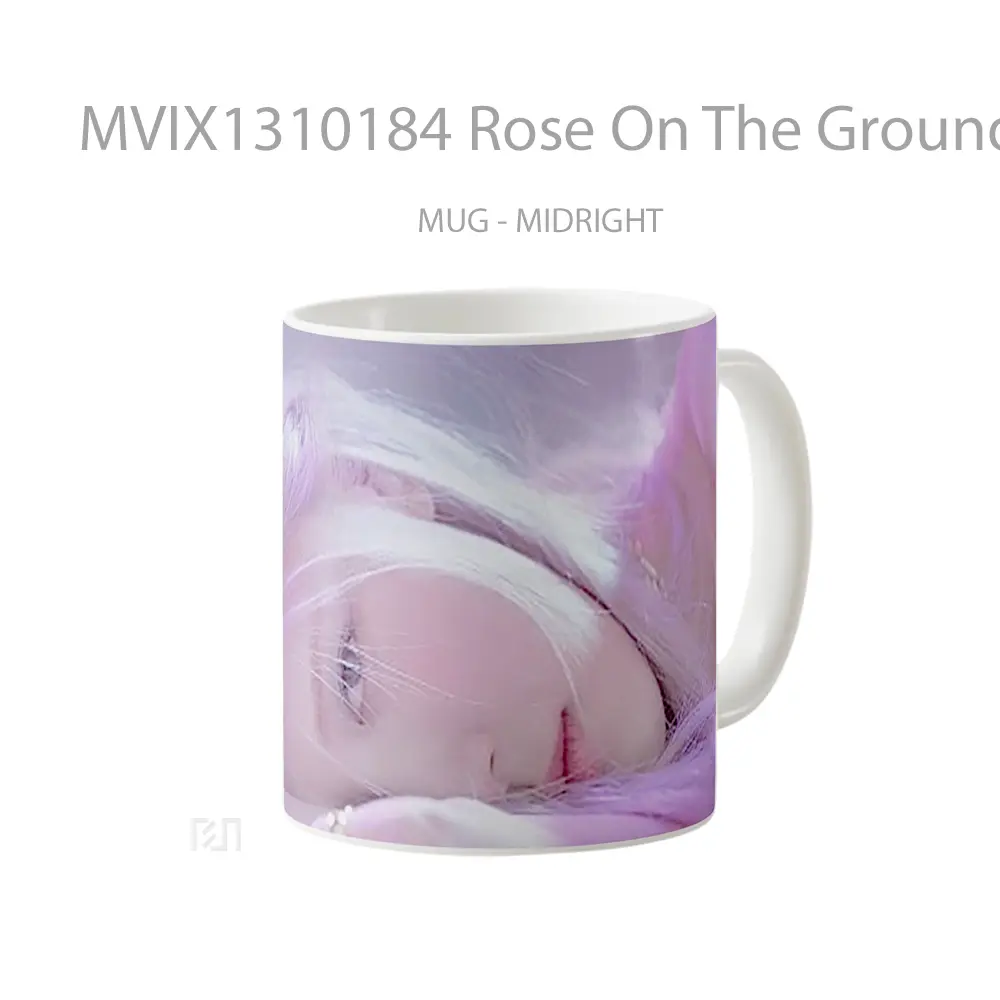 Mug Rose On The Ground Black Pink Gelas Keramik Unik - All-side / Desain
