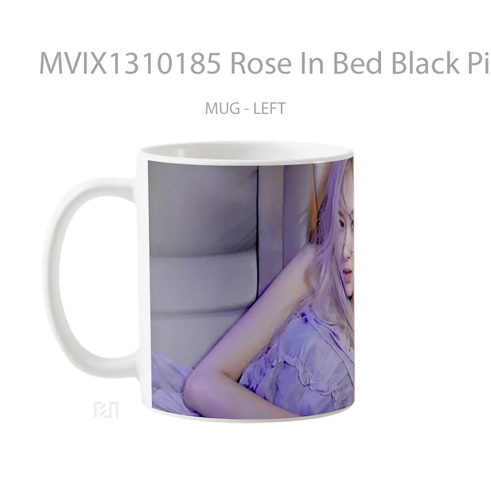 Mug Rose In Bed Black Pink Gelas Keramik Unik - All-side / Desain