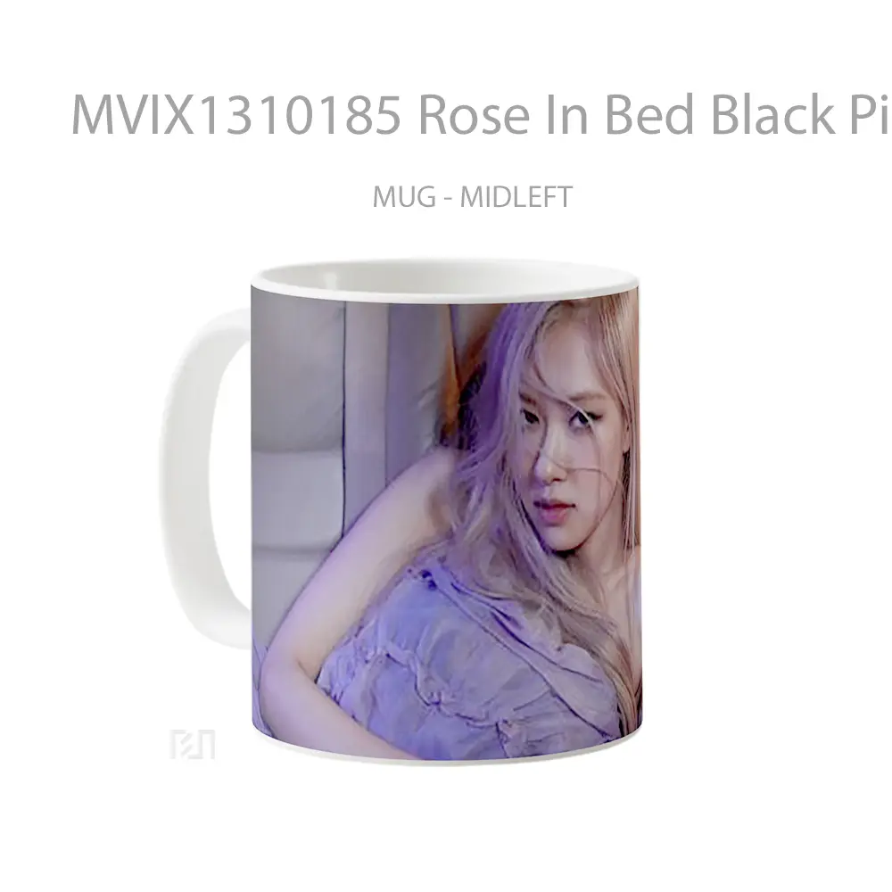 Mug Rose In Bed Black Pink Gelas Keramik Unik - All-side / Desain