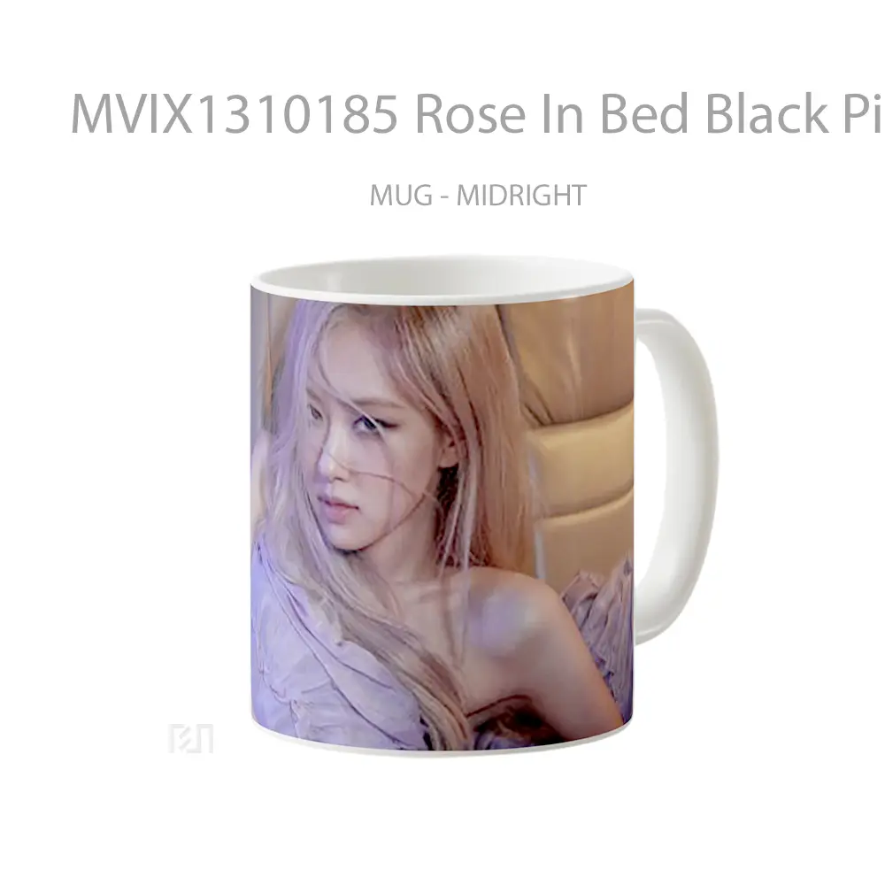 Mug Rose In Bed Black Pink Gelas Keramik Unik - All-side / Desain