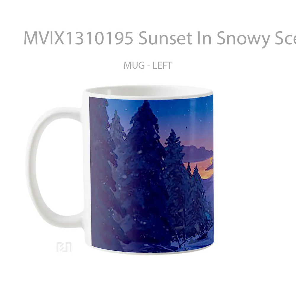Mug Sunset In Snowy Scenery Digital Art Gelas Pemandangan Alam - All-side / Desain