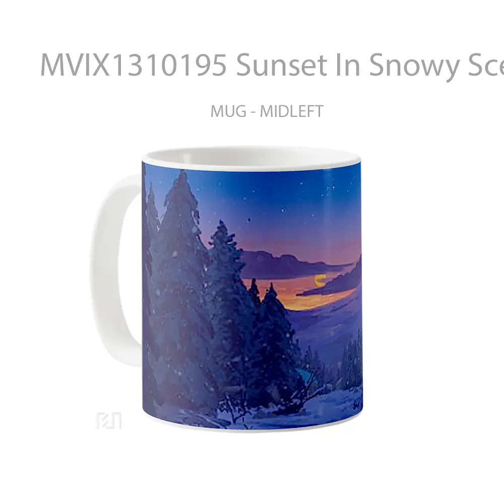 Mug Sunset In Snowy Scenery Digital Art Gelas Pemandangan Alam - All-side / Desain