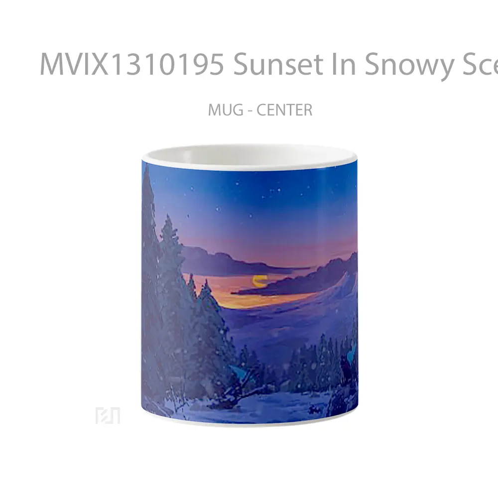 Mug Sunset In Snowy Scenery Digital Art Gelas Pemandangan Alam