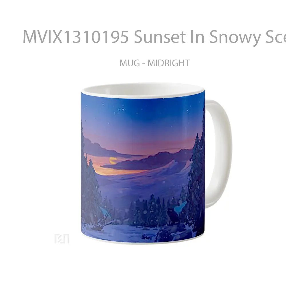 Mug Sunset In Snowy Scenery Digital Art Gelas Pemandangan Alam - All-side / Desain