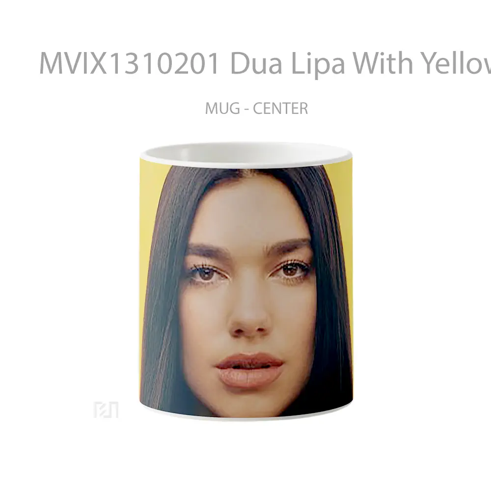 Mug Dua Lipa With Yellow Background Gelas Selebriti