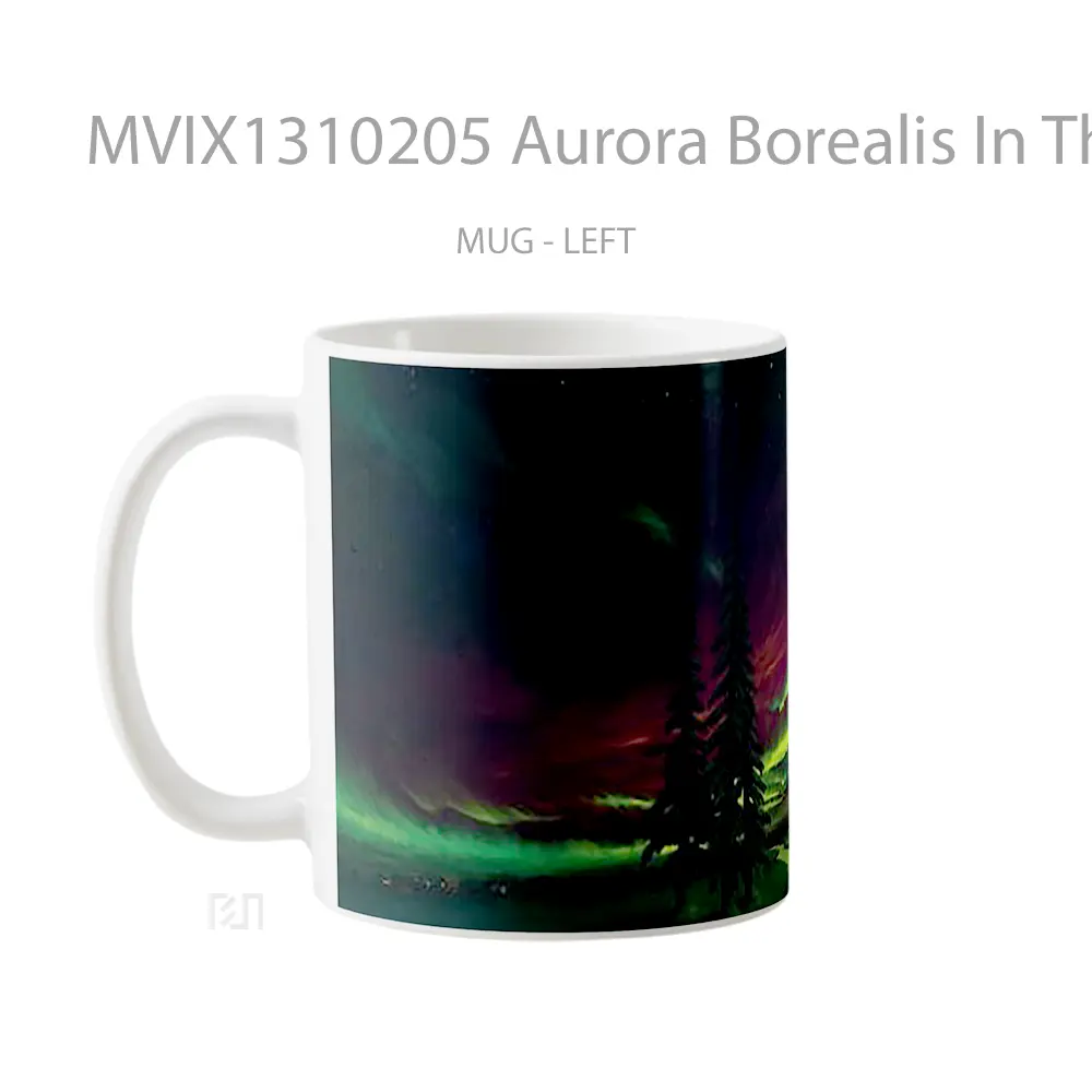 Mug Aurora Borealis In The Forest Gelas Pemandangan Alam - All-side / Desain