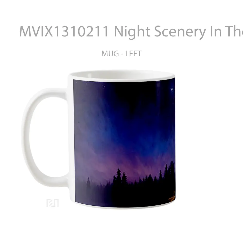Mug Night Scenery In The Forest Digital Art Gelas Pemandangan Alam - All-side / Desain