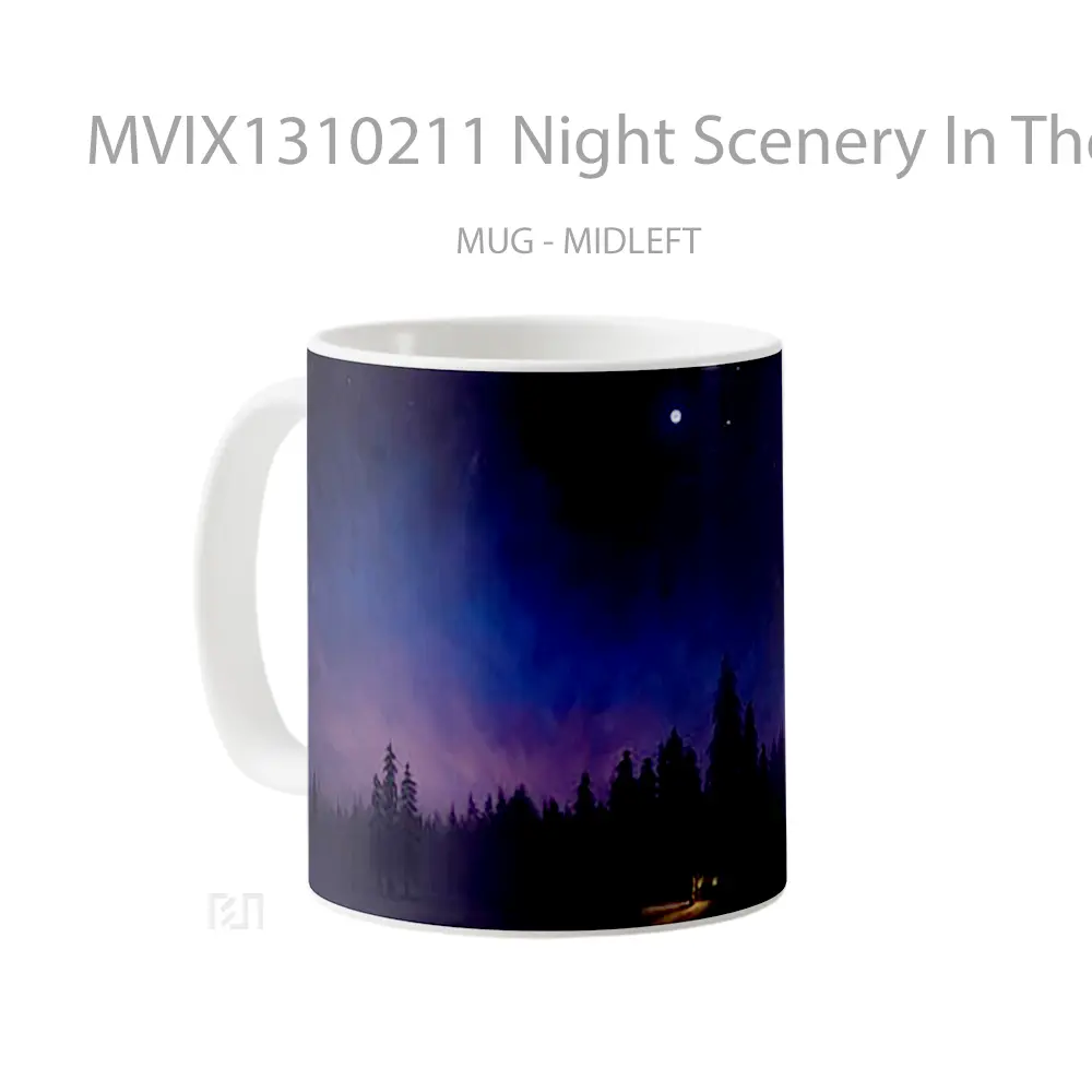 Mug Night Scenery In The Forest Digital Art Gelas Pemandangan Alam - All-side / Desain