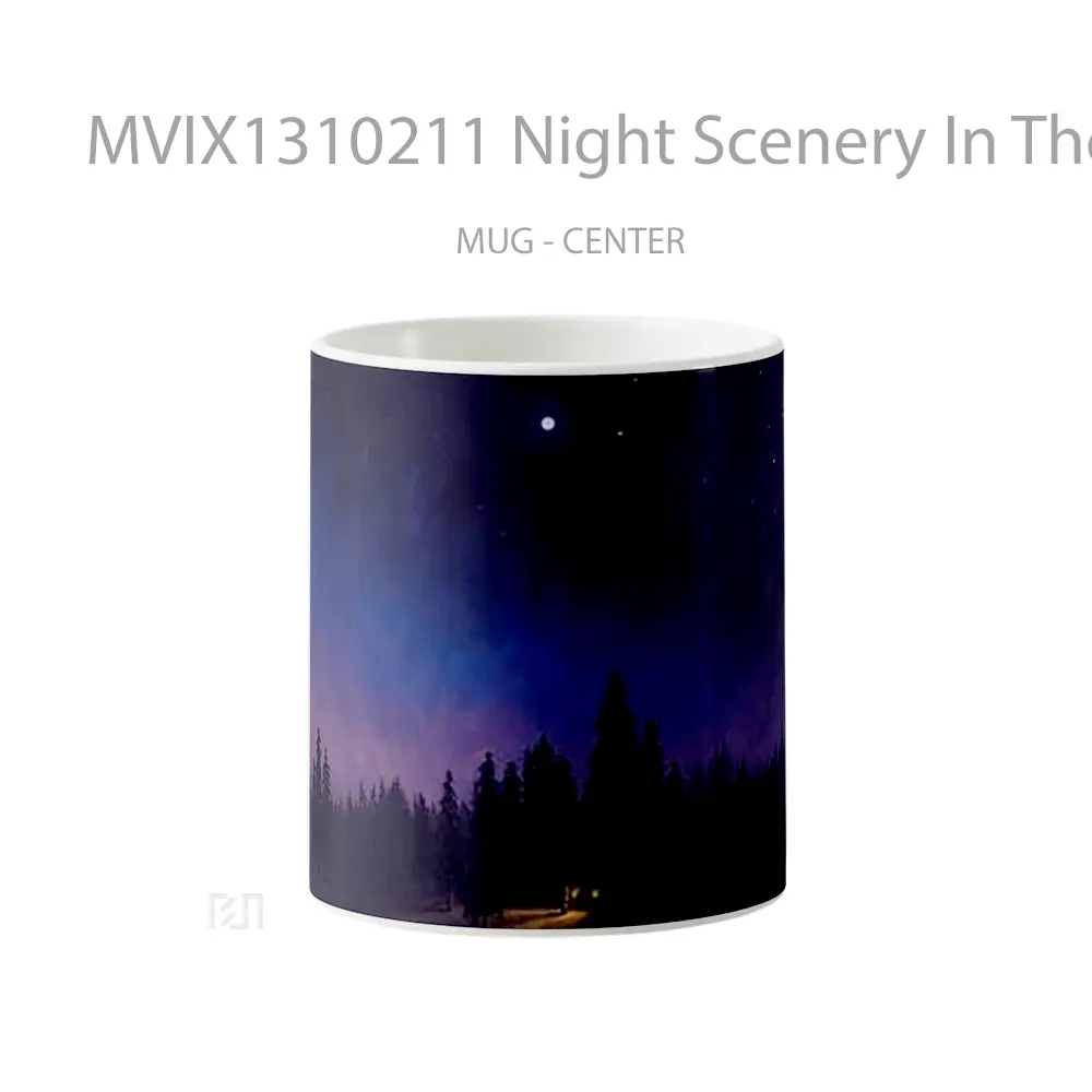 Mug Night Scenery In The Forest Digital Art Gelas Pemandangan Alam