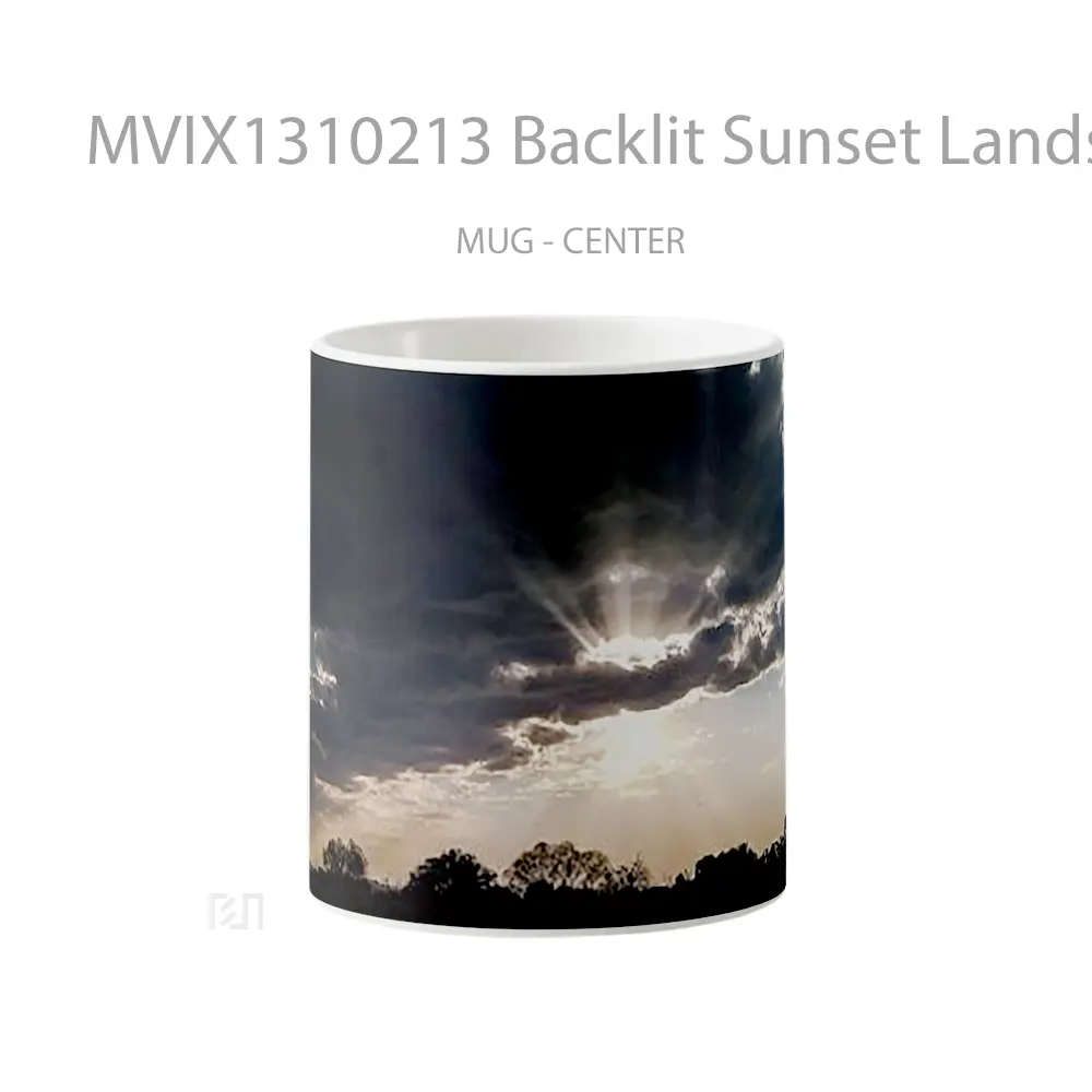 Mug Backlit Sunset Landscape With Clouds Gelas Pemandangan Alam