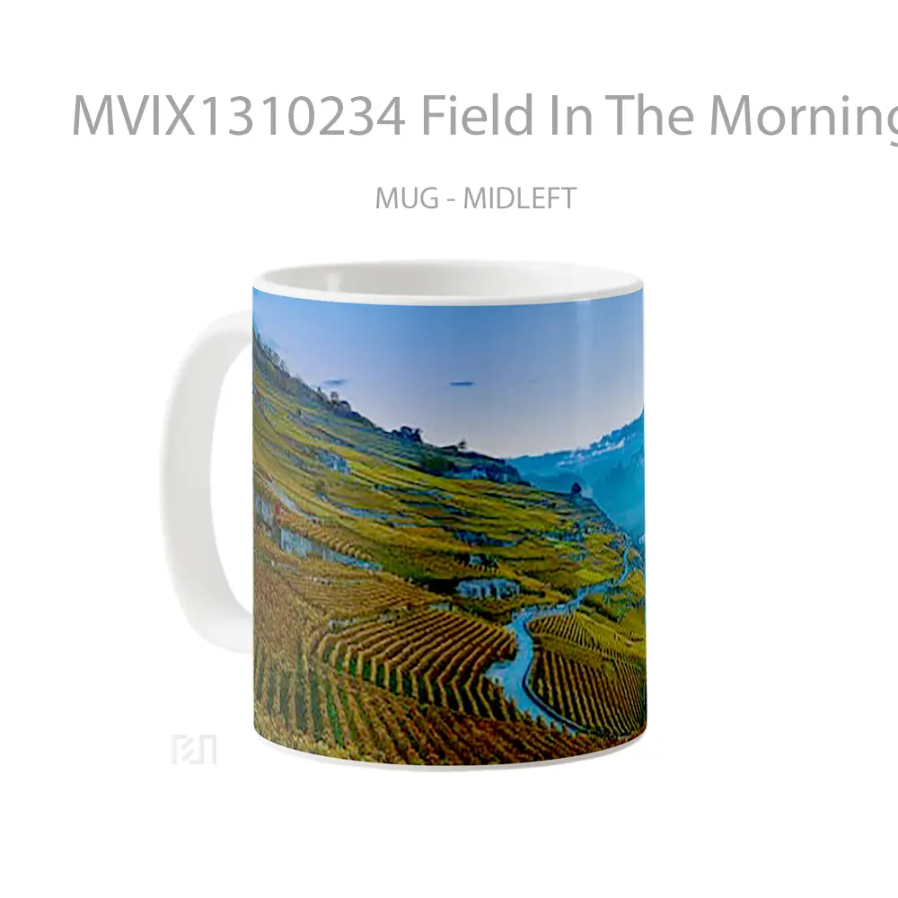Mug Field In The Morning Gelas Pemandangan Alam - All-side / Desain