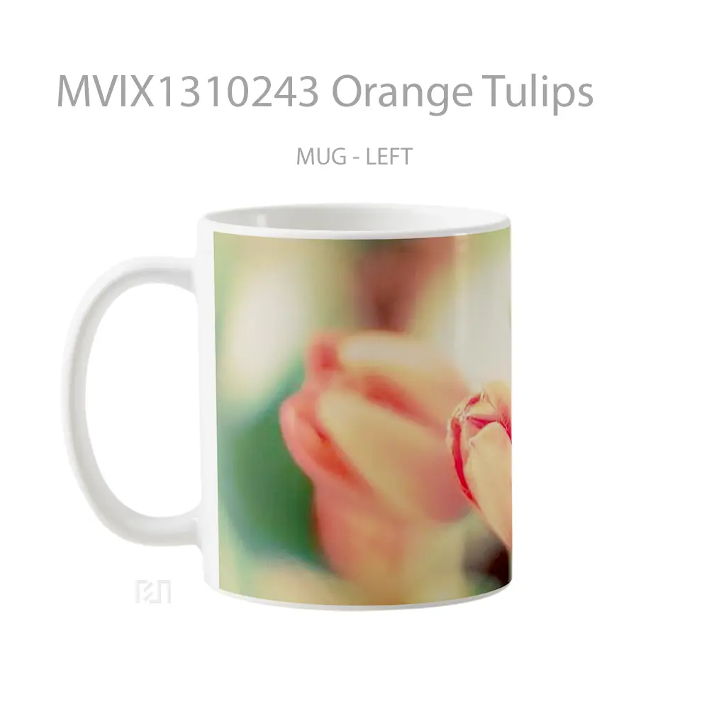 Mug Orange Tulips Gelas Keramik Unik - All-side / Desain