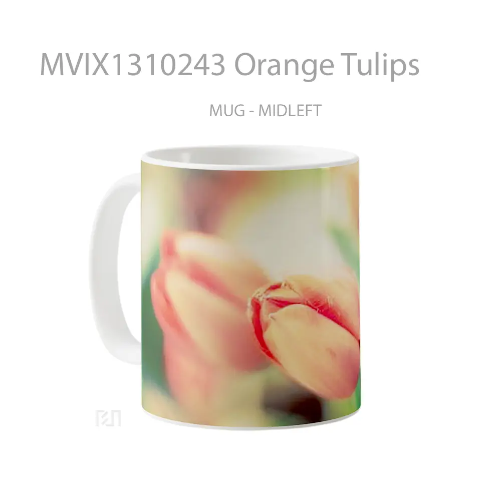 Mug Orange Tulips Gelas Keramik Unik - All-side / Desain