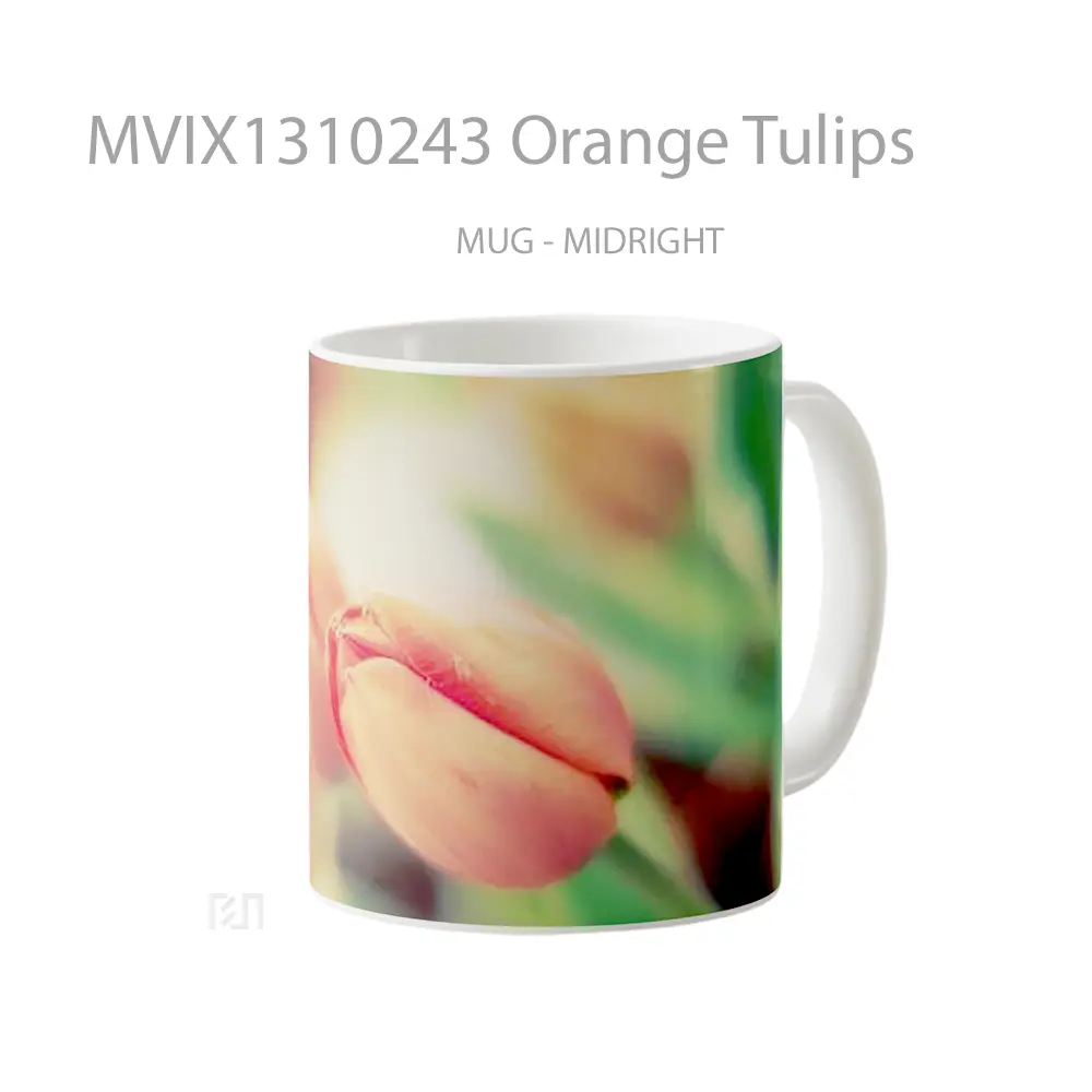 Mug Orange Tulips Gelas Keramik Unik - All-side / Desain