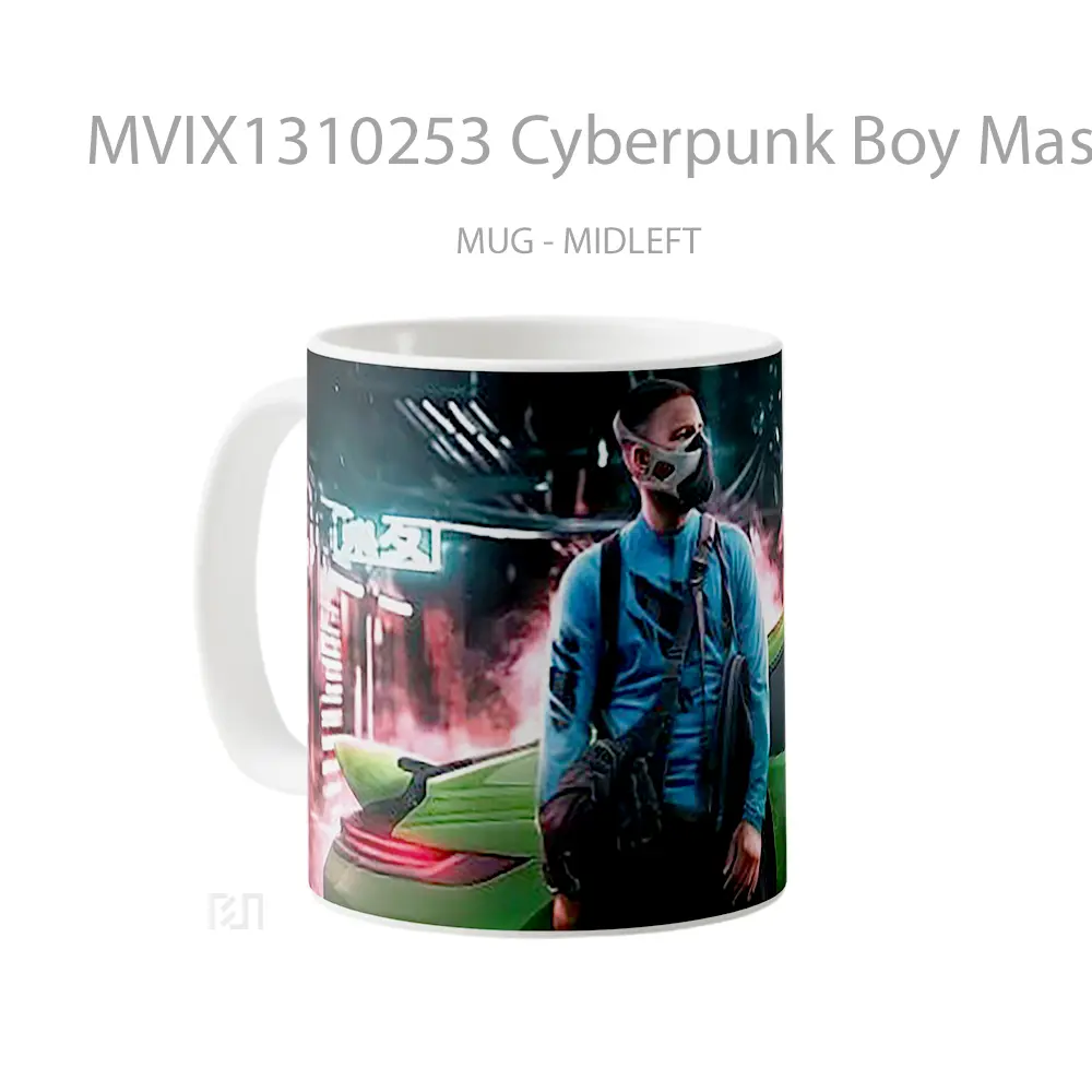 Mug Cyberpunk Boy Mask With Porsche Cangkir Gamer - All-side / Desain