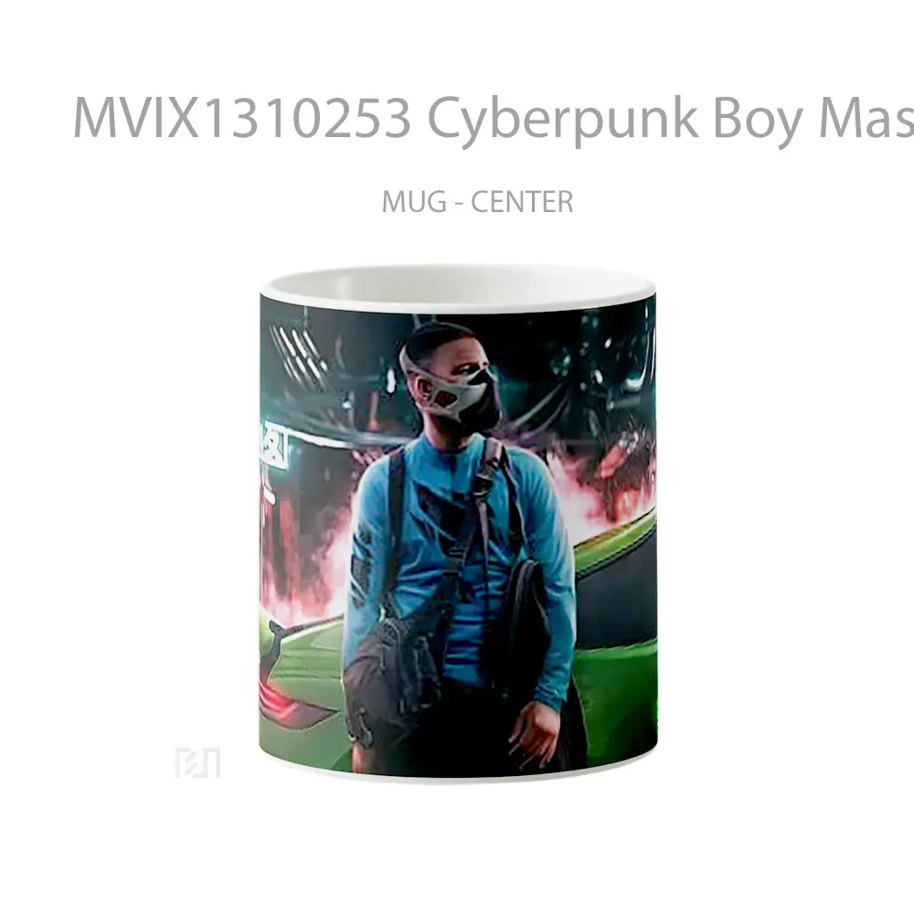 Mug Cyberpunk Boy Mask With Porsche Cangkir Gamer