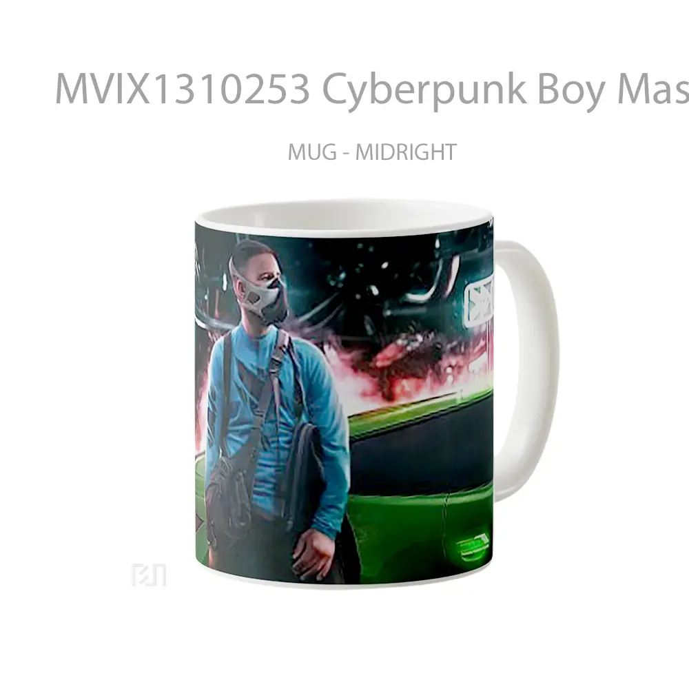 Mug Cyberpunk Boy Mask With Porsche Cangkir Gamer - All-side / Desain
