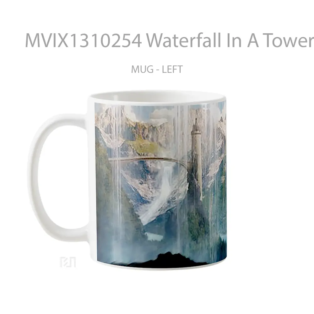 Mug Waterfall In A Tower Gelas Pemandangan Alam - All-side / Desain